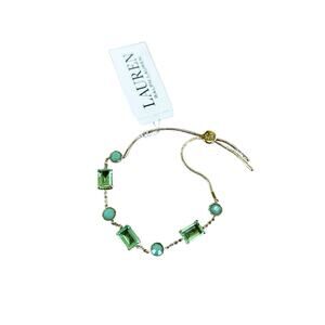 Lauren Ralph Lauren Slide Bracelet Green Stones Gold Plated Dainty Classic